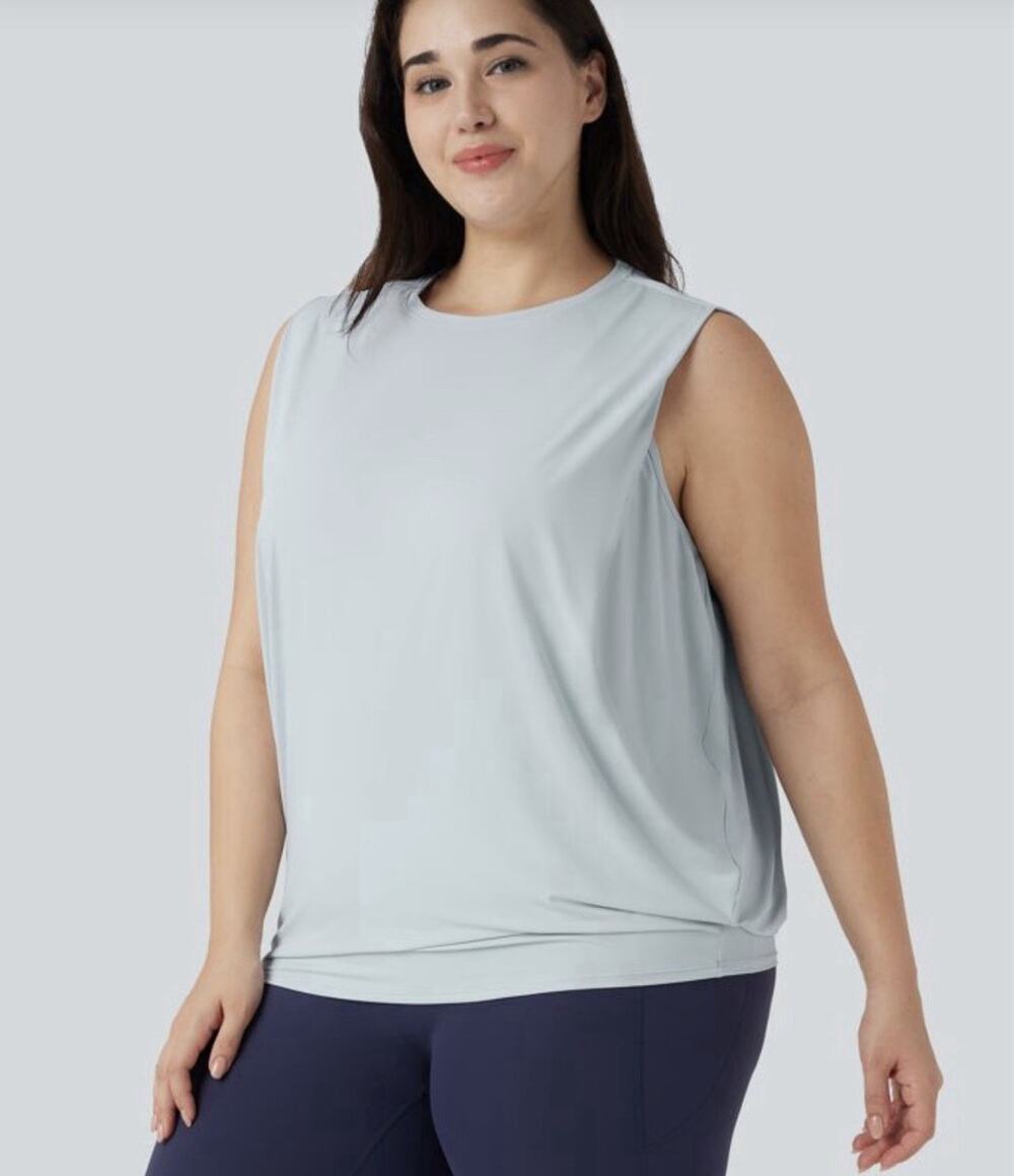 Halara 1X Plus Size Round Neck InstantCool Yoga Tank Top-UPF50+